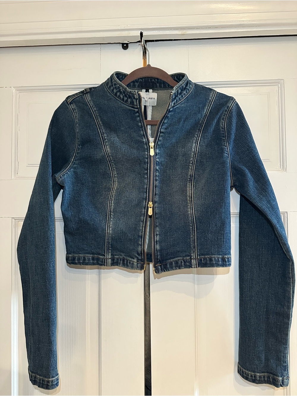 NWT! Abrand Jeans Devotion Double Zip Cropped Y2K Moto Jacket in Wash